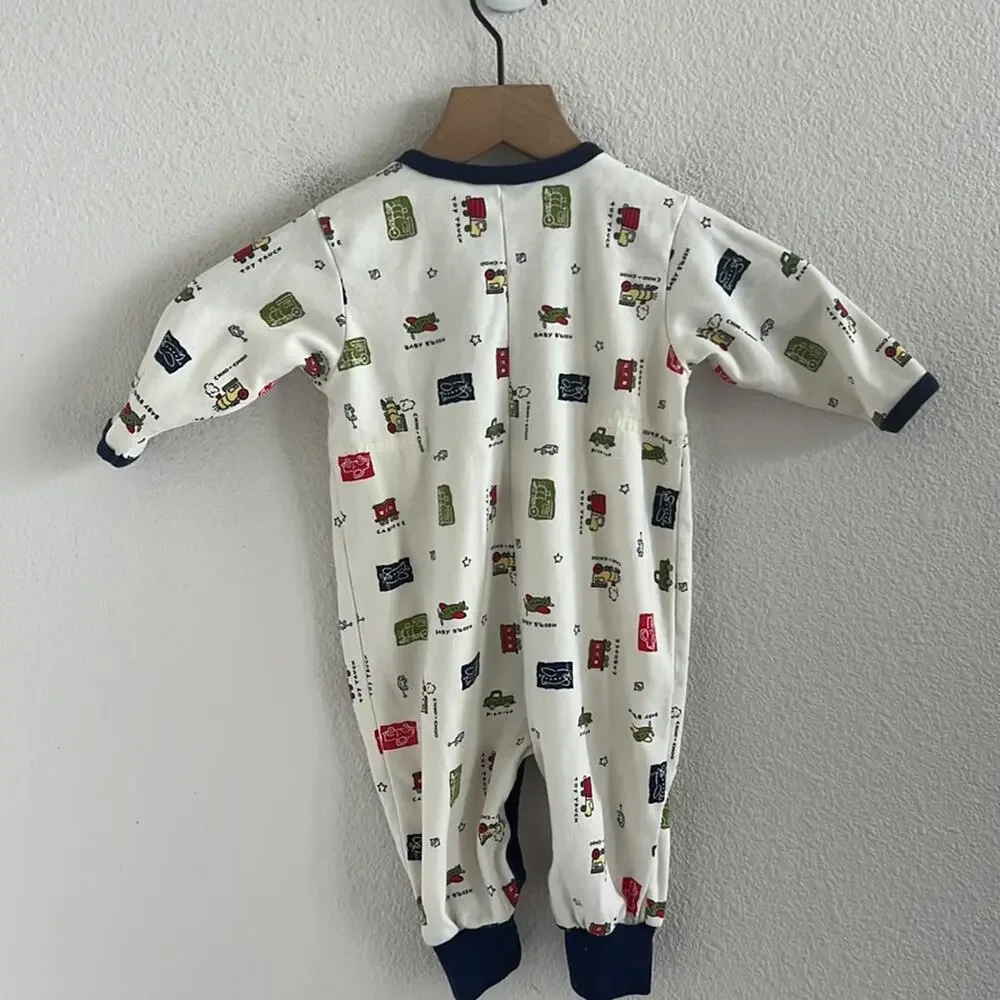 Vintage Baby B'Gosh 100% Combed Cotton Transportation Snap Button Bodysuit